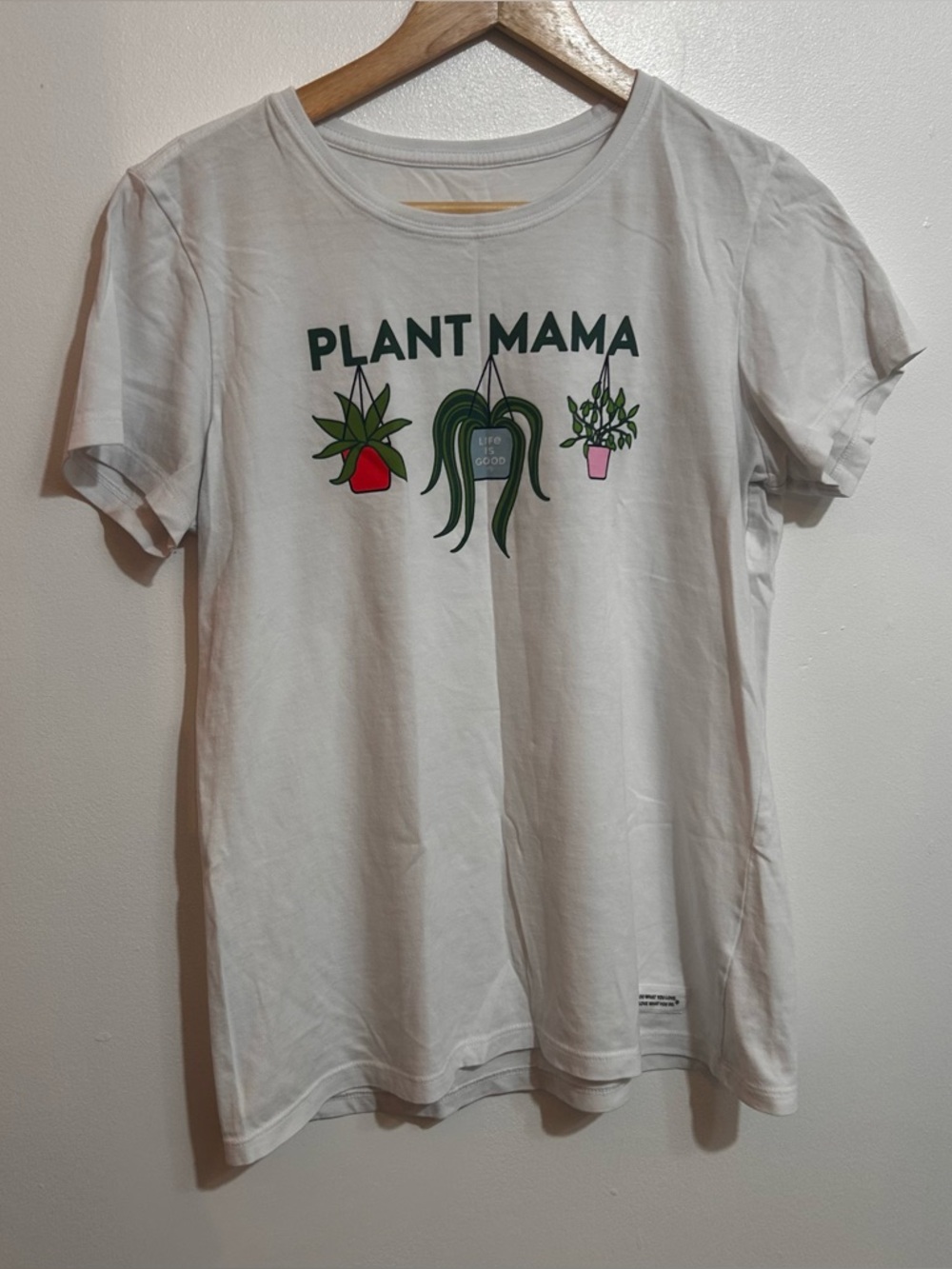 Life Is Good White 'Plant Mama' Tee with Green & Red Plant Graphics